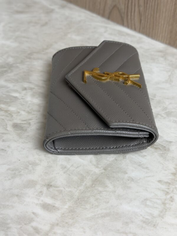 Saint Laurent (YSL) Grain De Poudre Matelasse Chevron Small Monogram Envelope Wallet