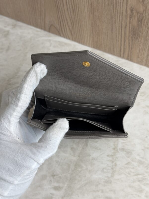 Saint Laurent (YSL) Grain De Poudre Matelasse Chevron Small Monogram Envelope Wallet