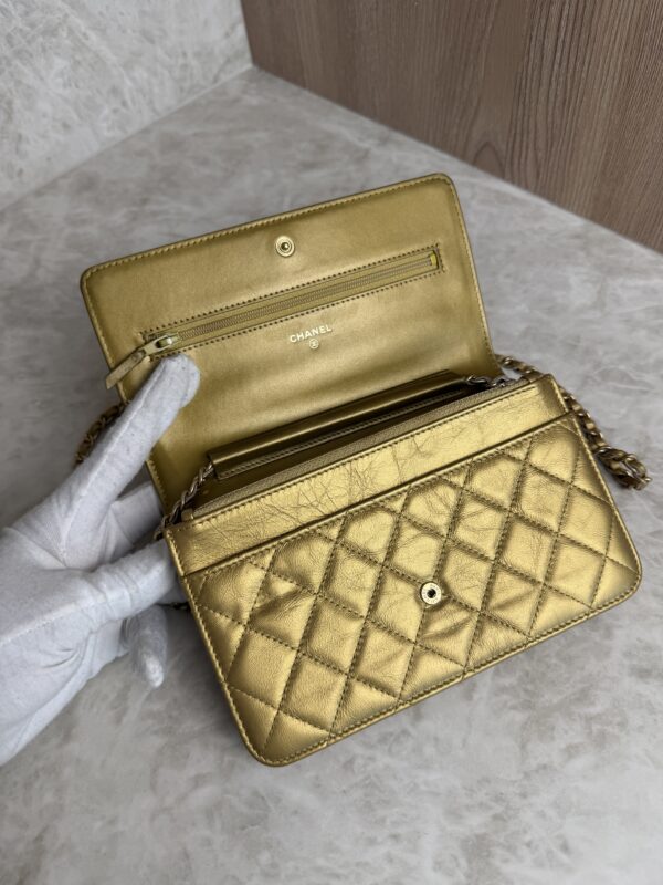 Chanel Gold Quilted Lambskin Boy WOC Clutch Bag