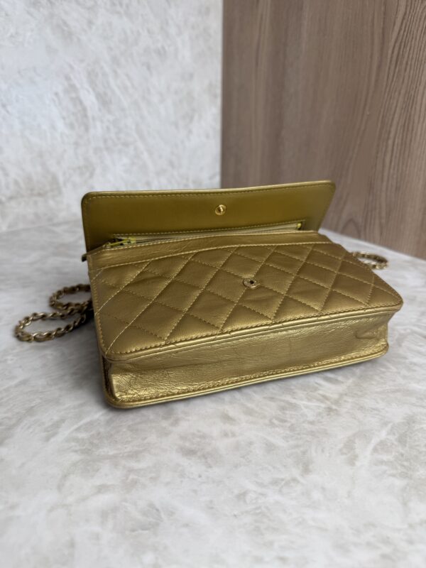 Chanel Gold Quilted Lambskin Boy WOC Clutch Bag