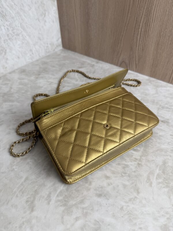 Chanel Gold Quilted Lambskin Boy WOC Clutch Bag