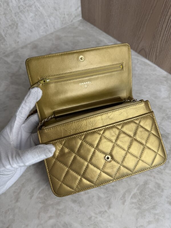 Chanel Gold Quilted Lambskin Boy WOC Clutch Bag