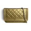 Chanel Gold Quilted Lambskin Boy WOC Clutch Bag