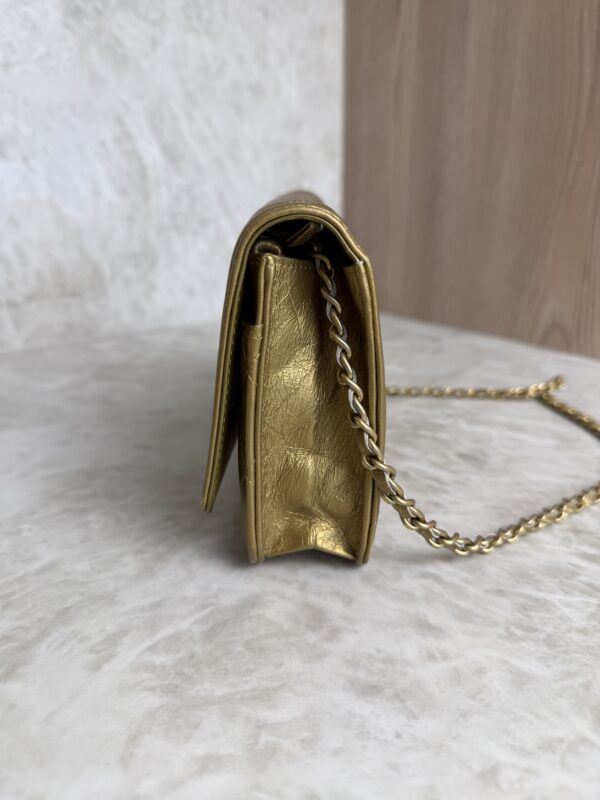 Chanel Gold Quilted Lambskin Boy WOC Clutch Bag