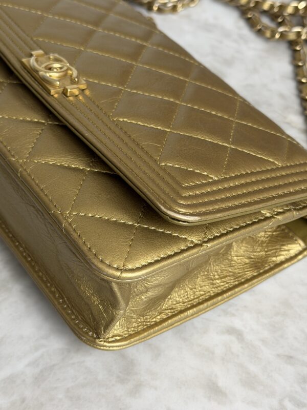 Chanel Gold Quilted Lambskin Boy WOC Clutch Bag