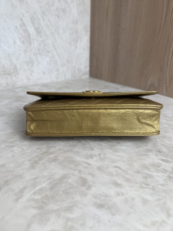 Chanel Gold Quilted Lambskin Boy WOC Clutch Bag