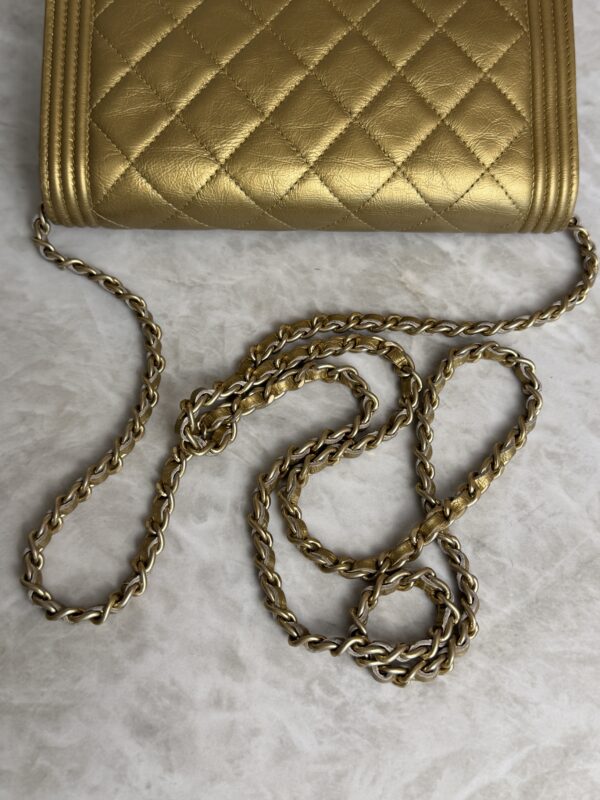 Chanel Gold Quilted Lambskin Boy WOC Clutch Bag