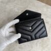 Saint Laurent (YSL) Lambskin Y Quilted Monogram Small Loulou Envelope Wallet Black