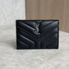 Saint Laurent (YSL) Lambskin Y Quilted Monogram Small Loulou Envelope Wallet Black