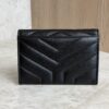 Saint Laurent (YSL) Lambskin Y Quilted Monogram Small Loulou Envelope Wallet Black