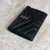 Saint Laurent (YSL) Lambskin Y Quilted Monogram Small Loulou Envelope Wallet Black