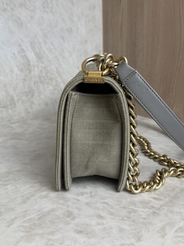 Chanel Old Medium Boy Denim Bag In Olive