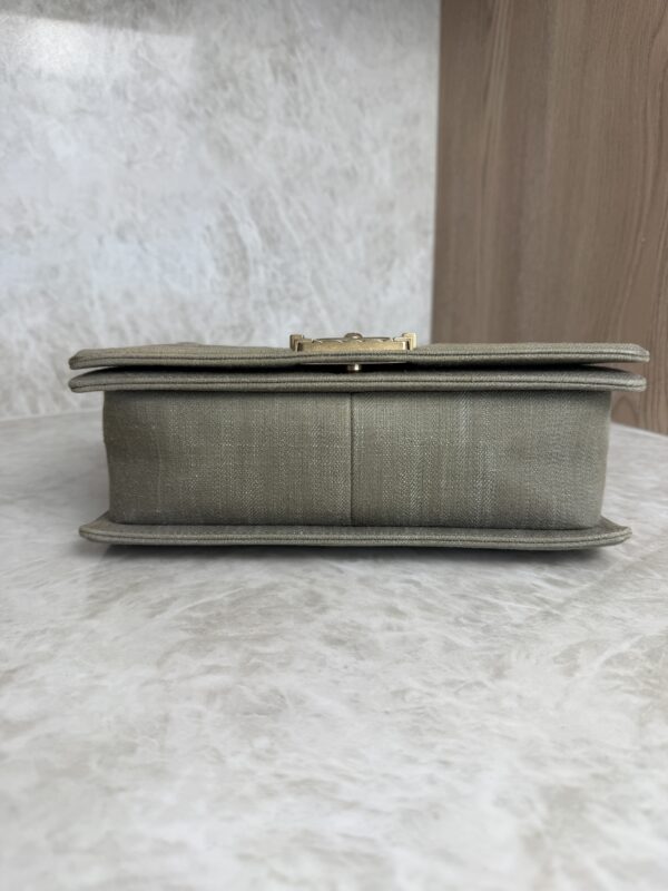 Chanel Old Medium Boy Denim Bag In Olive