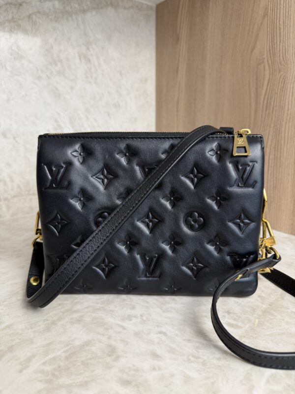 Louis Vuitton Lambskin Embossed Monogram Coussin BB Black