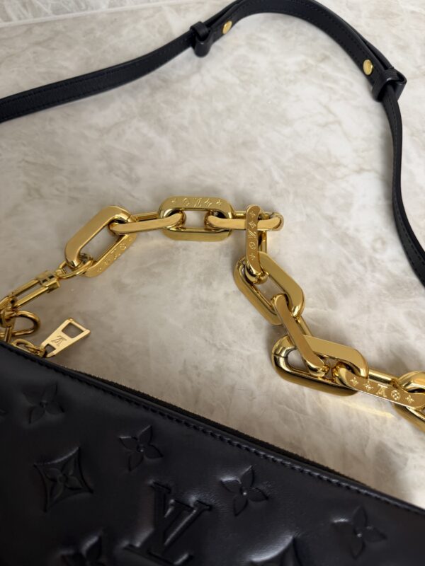 Louis Vuitton Lambskin Embossed Monogram Coussin BB Black