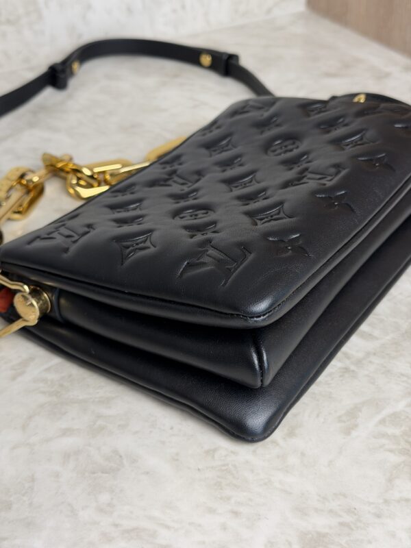 Louis Vuitton Lambskin Embossed Monogram Coussin BB Black