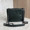 Saint Laurent (YSL) Crinkled Calfskin Matelasse Monogram Niki Chain Wallet Dark Green