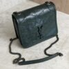 Saint Laurent (YSL) Crinkled Calfskin Matelasse Monogram Niki Chain Wallet Dark Green