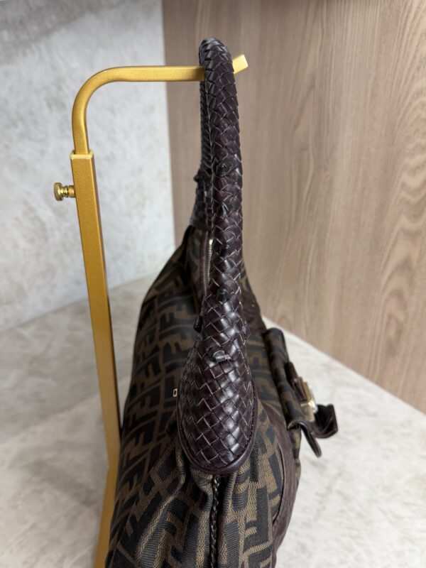 Fendi Zucca Nappa Nuvolata Vitello Tortuga Medium Spy Hobo Tobacco Moro