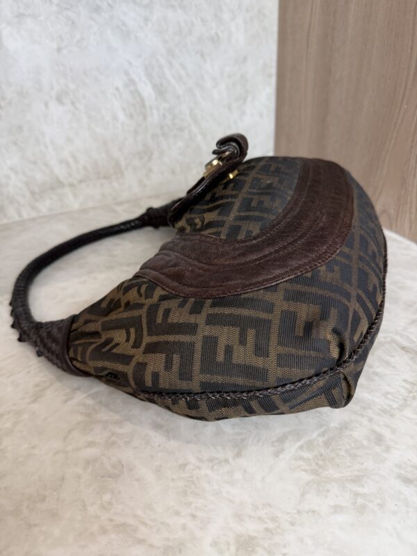 Fendi Zucca Nappa Nuvolata Vitello Tortuga Medium Spy Hobo Tobacco Moro