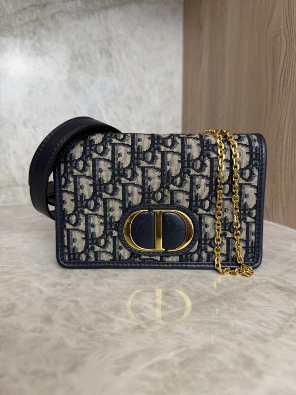 Christian Dior Oblique 30 Montaigne 2-In-1 Pouch Blue