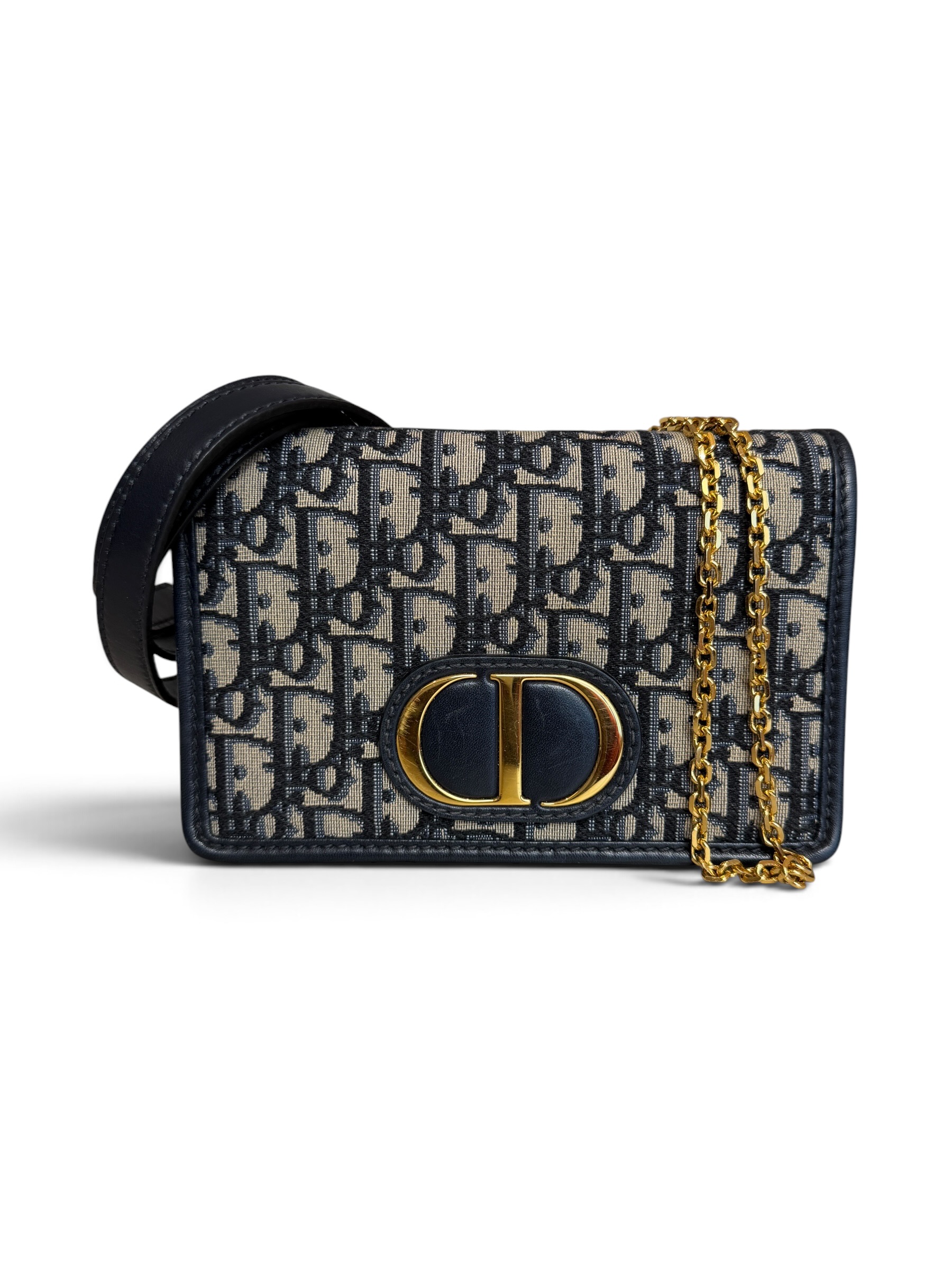 Christian Dior Oblique 30 Montaigne 2-In-1 Pouch Blue