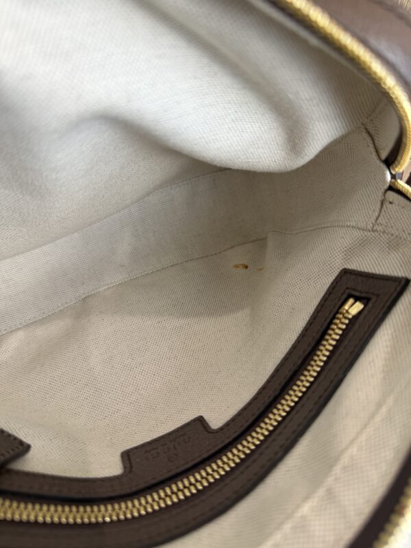 Gucci Monogram Jumbo GG Textured Dollar Calfskin Web Messenger Shoulder Bag Camel Ebony New Acero