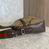 Gucci Monogram Jumbo GG Textured Dollar Calfskin Web Messenger Shoulder Bag Camel Ebony New Acero