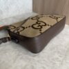 Gucci Monogram Jumbo GG Textured Dollar Calfskin Web Messenger Shoulder Bag Camel Ebony New Acero