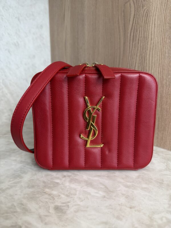Saint Laurent (YSL) Red Quilted Leather Vicky Belt Bag