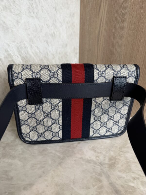 Gucci GG Supreme Monogram Web Small Ophidia Belt Bag 90 36 Beige Navy