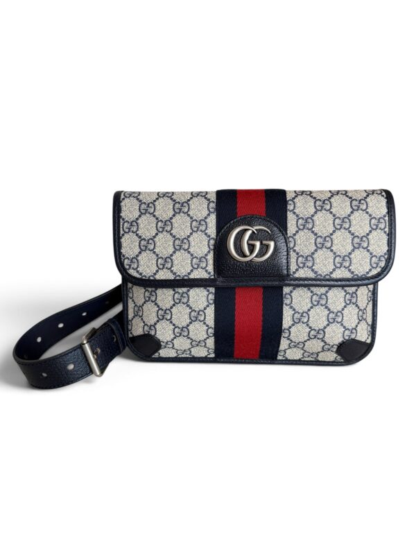 Gucci GG Supreme Monogram Web Small Ophidia Belt Bag 90 36 Beige Navy