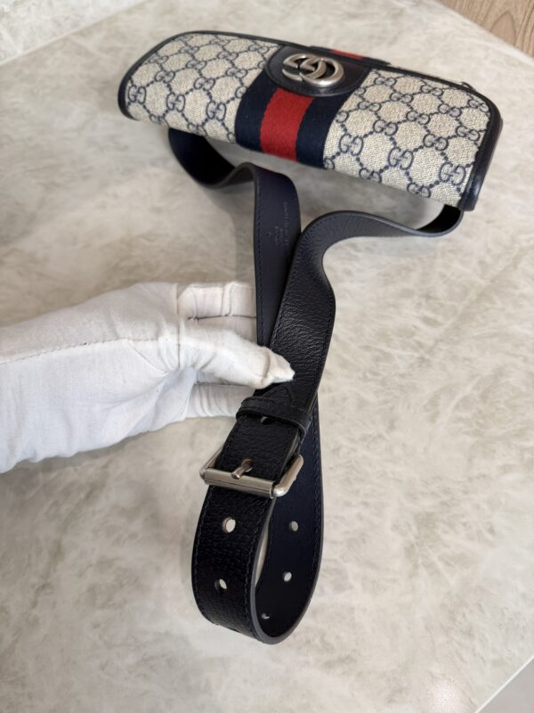 Gucci GG Supreme Monogram Web Small Ophidia Belt Bag 90 36 Beige Navy