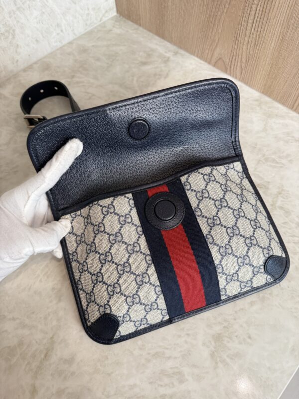 Gucci GG Supreme Monogram Web Small Ophidia Belt Bag 90 36 Beige Navy