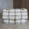 Chanel Raffia Effect Medium Tweedy Flap Bag Black White
