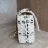 Chanel Raffia Effect Medium Tweedy Flap Bag Black White