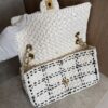 Chanel Raffia Effect Medium Tweedy Flap Bag Black White