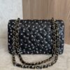 Chanel Small Classic Double Logo Printed Flap Bag Black, White Calfskin Gold Hardware