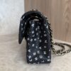 Chanel Small Classic Double Logo Printed Flap Bag Black, White Calfskin Gold Hardware
