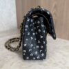 Chanel Small Classic Double Logo Printed Flap Bag Black, White Calfskin Gold Hardware