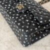 Chanel Small Classic Double Logo Printed Flap Bag Black, White Calfskin Gold Hardware