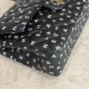 Chanel Small Classic Double Logo Printed Flap Bag Black, White Calfskin Gold Hardware