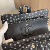 Chanel Small Classic Double Logo Printed Flap Bag Black, White Calfskin Gold Hardware
