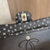 Chanel Small Classic Double Logo Printed Flap Bag Black, White Calfskin Gold Hardware