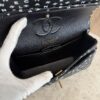 Chanel Small Classic Double Logo Printed Flap Bag Black, White Calfskin Gold Hardware