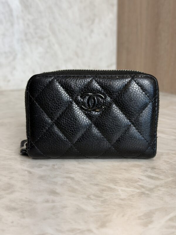 Chanel Calfskin Quilted Zip Coin Purse So Black
