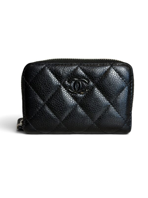 Chanel Calfskin Quilted Zip Coin Purse So Black