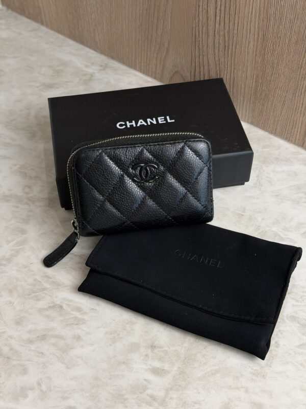 Chanel Calfskin Quilted Zip Coin Purse So Black