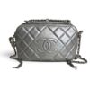 Chanel Metallic Calfskin Quilted Small Ballerine Camera Case Grey