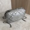 Chanel Metallic Calfskin Quilted Small Ballerine Camera Case Grey